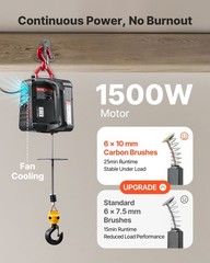 VEVOR 2-in-1 Electric Hoist Winch 1100 lbs Manual Wired Remote Control