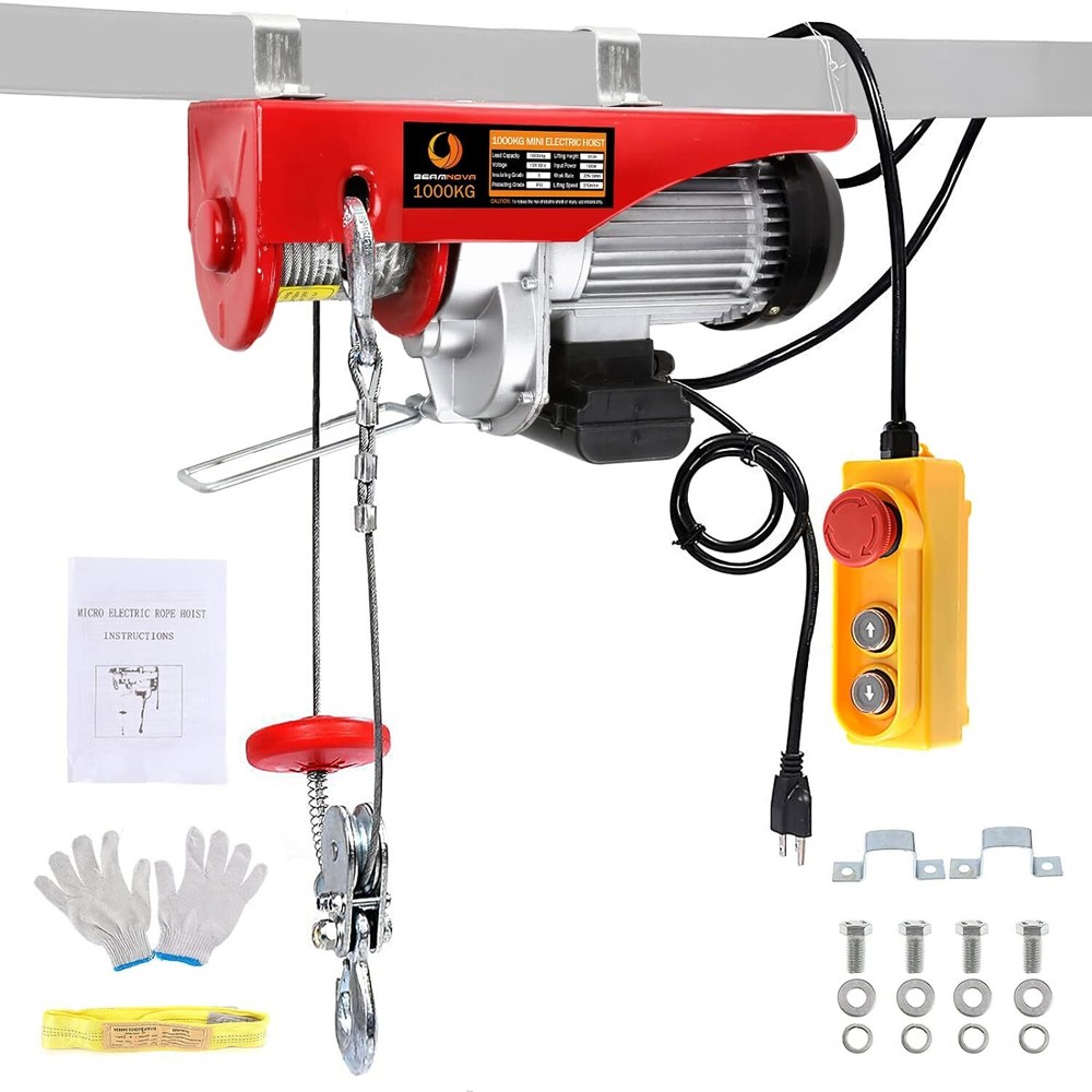 BEAMNOVA 110-120v 1 Ton Electric Hoist Winch 110-120 Volt 2200lbs Overhead Engin