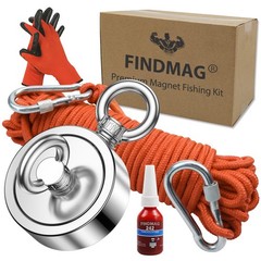 FINDMAG Double Sided Magnet Fishing Kit with Rope, 2.95 in (75mm)