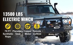 SIHAO 13500LBS 12V Electric Winch 92FT Synthetic Rope for 4×4 Truck ATV Off Road