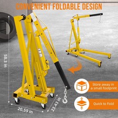 2T/4400 Lbs Folding Engine Hoist ,Hydraulic Cherry Picker Shop Crane Hoist Lift