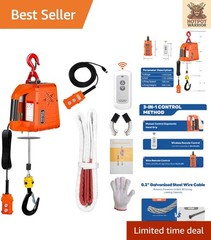 Portable 3 in 1 Electric Winch Crane – 2200 lbs Capacity for Garage & Warehouse