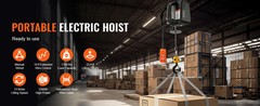 1500W Electric Hoist Winch 1100LB Wireless Remote Overload Protection Crane