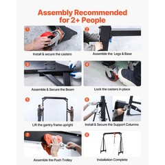Uimoso Adjustable Gantry Crane 5000 lbs Portable 100.4″-147.6″ w/Manual Trolley