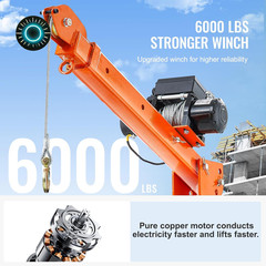 2200 Lbs Electric Pickup Truck Crane with 6000 Lbs Winch for Heavy Lifting NEW