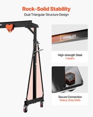 VEVOR Adjustable Gantry Crane 5000 lbs Portable 100.4″-147.6″ Manual Trolley