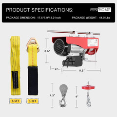 Electric Hoist, 110V 1320 Lbs Winch with Remote Control, Zinc-Plated Steel Wire
