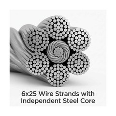 QWORK 3/8″ x 100′ Steel Core Winch Cable with Hook – 4050 lbs WLL for Tow