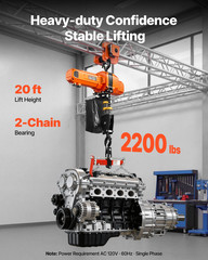 2200LB Electric Chain Hoist 120V 20FT Lift w/ Wired Remote G100