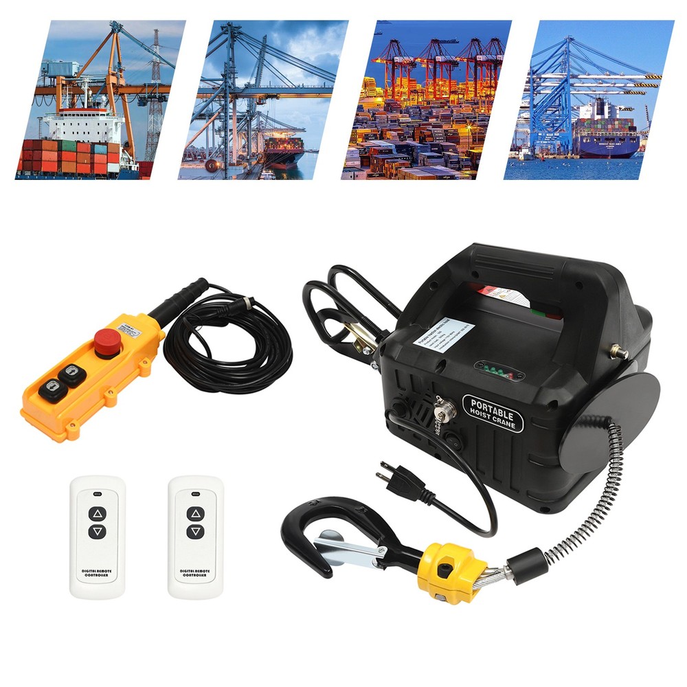 1100lb 3-in-1 Portable Electric Hoist Winch Lifting 25ft Wireless Remote Control