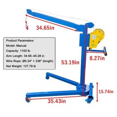 1100LB 34.65-45.28” Arm Length Small Portable Folding Elevator / Hand Crane