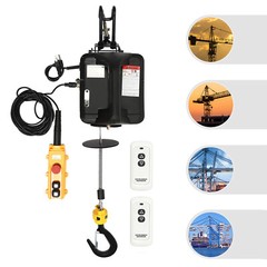 3-in-1 Portable Electric Hoist W/2 Remote Controls For Lifting Towing 1100Lbs