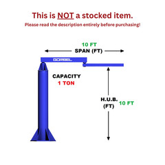 GORBEL ARTICULATING JIB CRANE – 1 TON CAPACITY, SPAN 10 FT, HUB 10 FT