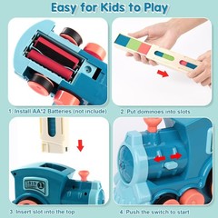 200 PCS Domino Train Toys Set, Automatic Dominos Building and