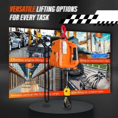 1100lb Electric Hoist Winch 1500W 120V Crane 25ft Lift Remote Safety