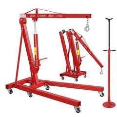2 Ton Folding Engine Hoist Hydraulic Shop Crane w/Underhoist Support Stand Combo