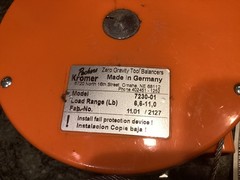 packers kromer germany orange tool balancer 6-11 pounds model 7230-01