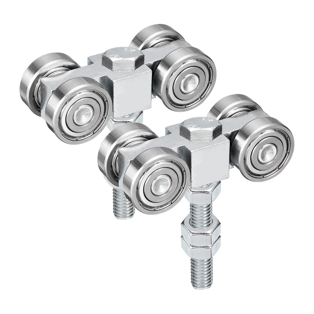 4 Wheel Silent Trolley Assembly Roller with Screw Nuts for 1-5/8″ Taller Channel