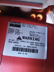 Dayton 2 ton trolley overhead crane