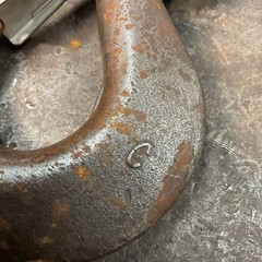 Used Crosby threaded swivel shank hoist #C Hook 1 1/4″ Opening, with latch.