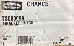 T3080999 Hubbell Capstan Hoist Hitch Receiver Mount for 1,000 lb Units
