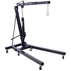 Black 2-Ton Folding Engine Hoist Cherry Picker Shop Crane Hoist Lift, Heavy-Duty