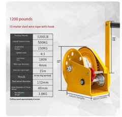 Small Portable Winch with Automatic Brake, Manual Winch, and Towing Machine