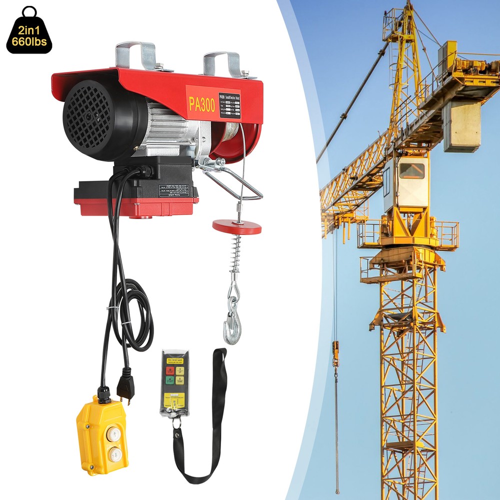 PA300 Electric Hoist Winch 660Lbs Engine Crane Overhead Wireless Remote Control