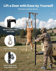 300 Lbs Load Capacity, Hunting Deer Hoist with 2-Inch Receiver, 360-Degree Swive