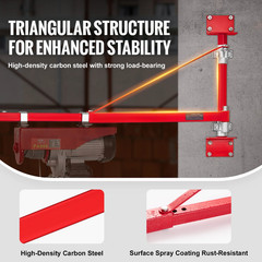 Electric Hoist Support Arm Swing Holder with Pole Steel Hoist Frame 180° Scaffol