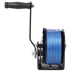 2000LBS Hand Winch with 26FT Blue Strap, Black, Two-Way Ratchet