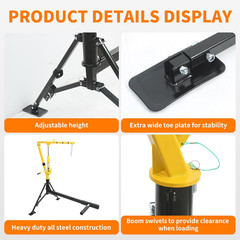 70238 Hydraulic Receiver Hitch Mounted Crane – 1000 Lb. Capacity – Portable Swiv