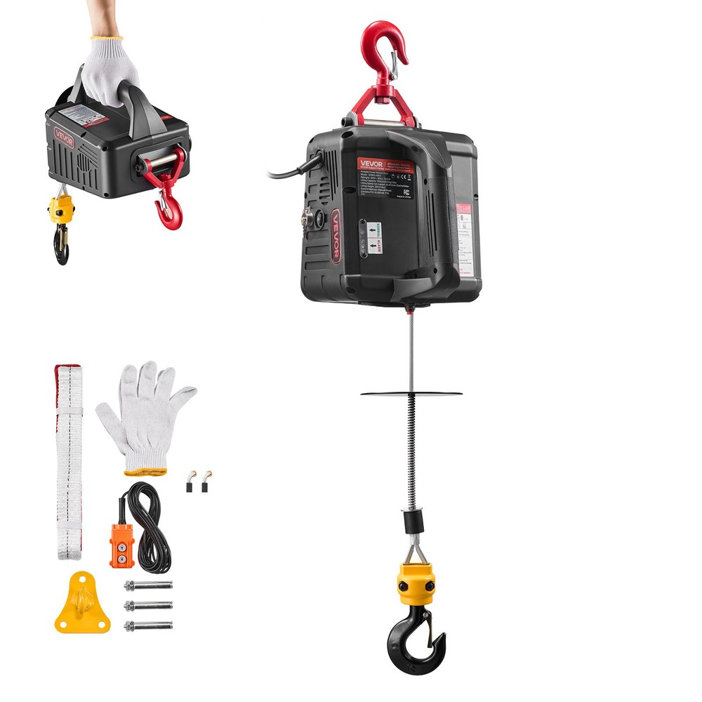 VEVOR 2-in-1 Electric Hoist Winch 1100 lbs Manual Wired Remote Control