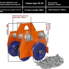Manual Trolley 0.5/1/2/3/t Ton I-Beam Pulley Block Lifting Pulley Hand-Operated