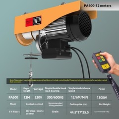 Wireless Remote Control Electric Hoist 220V Small Winch Lifting Crane Hoist
