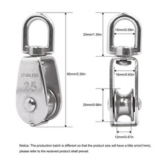 2Pcs M25 Single Pulley Block 304 Stainless Steel Swivel Cable Pulleys Wheel f…