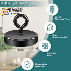 Neosmuk Black Fishing Magnet, 2 inches 350lb Strong Magnets 2.0 inches,