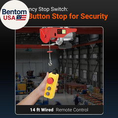 440 Lbs Electric Hoist Winch with 14 Ft Wired Control – 110V Electric Winch with