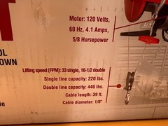 Haul Master 440lbs Electric Hoist Winch 110V Electric Winch Wired Remote Control