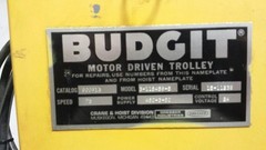 (#560) 1 Ton Budgit EC Hoist 480v-3ph-18′ lift-16fpm-lug-motorized trolley