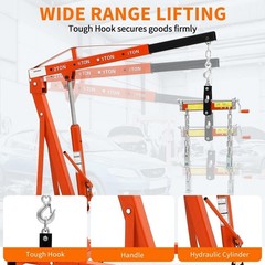 2 Ton Folding Hydraulic Engine Hoist with Load Leveler 4400 LBS Capacity Heav…