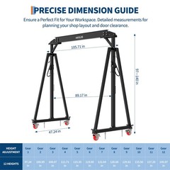 Adjustable Gantry 2 Ton 4400 LBS Capacity, Portable Gantry Crane Height Crane,