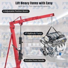 2 Ton Engine Hoist Mobile Hydraulic Engine Crane with 6 Wheels Folding Cherry