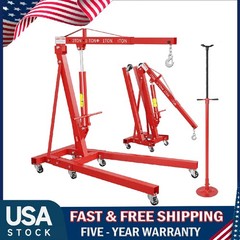 2 Ton Engine Hoist Folding Hydraulic Shop Crane w/Underhoist Support Stand Combo