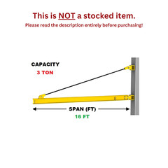 GORBEL WALL BRACKET JIB CRANE – 3 TON CAPACITY, SPAN 16 FT