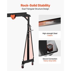 Uimoso Adjustable Gantry Crane 5000 lbs Portable 100.4″-147.6″ w/Manual Trolley