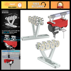 8 Wheel Hoist Trolley with Rollers – Strut Trolley Assembly for Electric Hoist,