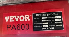 VEVOR PA600 Electric Hoist 1320 lbs Double Line 660 lbs Single Line 110V 60Hz