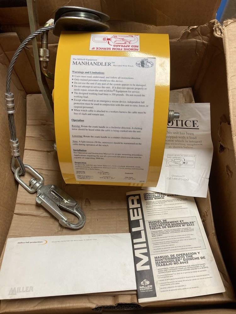 Original USA MILLER 8442 60FT CONFINED SPACE WINCH, 350 LB Cap HOIST SYSTEM NEW!