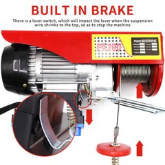 880lbs Mini Electric Hoist Winch Crane Lift WIRELESS Remote Control 110V/220V